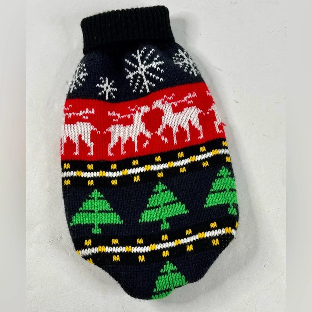 Festive Black & Red Christmas Knit Dog Sweater